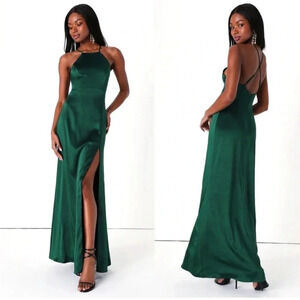 Lulu's Elegant Green Maxi Dress